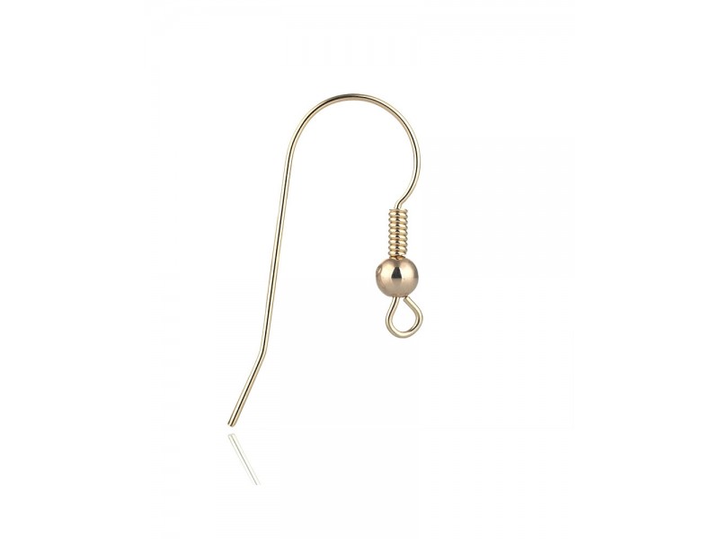 Gold Filled Ear Wire (with coil and bead) - 24mm