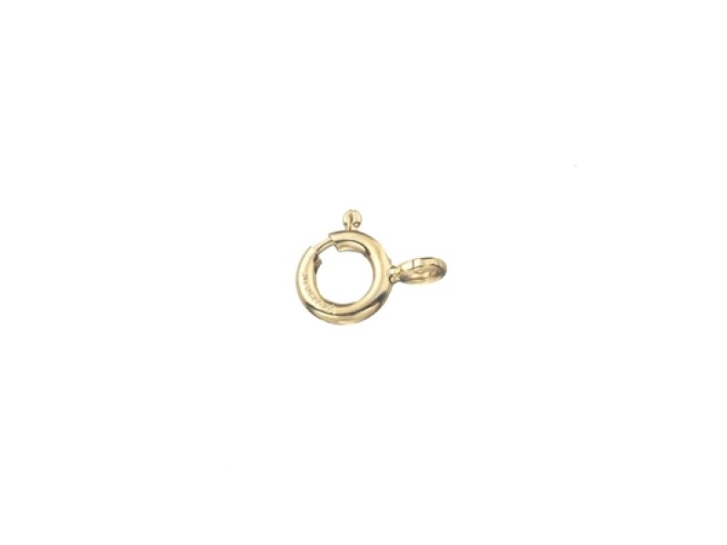 9K Yellow Gold Bolt Ring Clasp 6mm w/ closed jump ring, standard