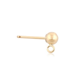 9K Yellow Gold Ball Post with ring, 3 mm