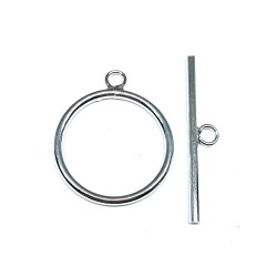 SILVER 925 PLAIN TOGGLE CLASP SET, SMALL (9mm RING)