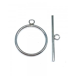 SILVER 925 PLAIN TOGGLE CLASP SET, LARGE (13mm RING)