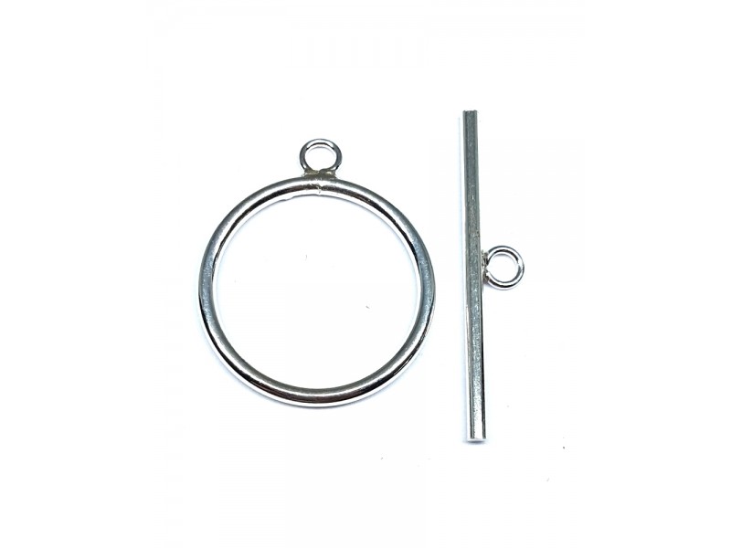 S925 PLAIN TOGGLE CLASP SET, X-LARGE (17.5mm RING)