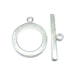 Sterling Silver 925 Toggle Bar 25mm with Ring 18mm, thickness 2mm