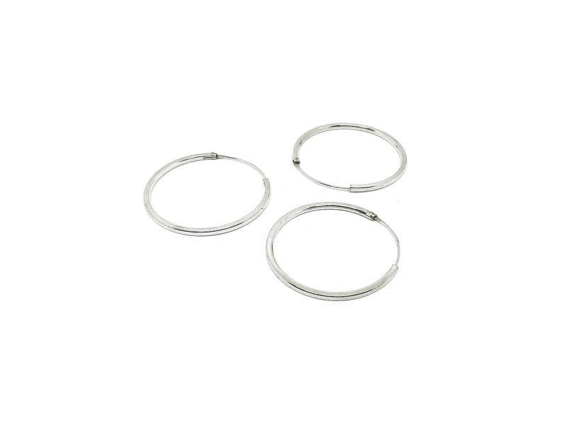 Sterling Silver 925 Round Hoop Earring - 14mm