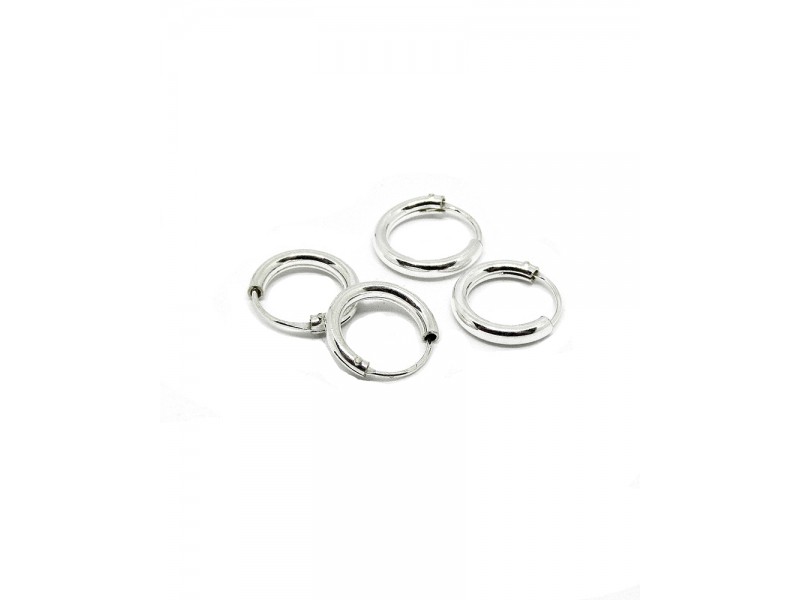 Sterling Silver 925 Round Hoop Earring - 10mm