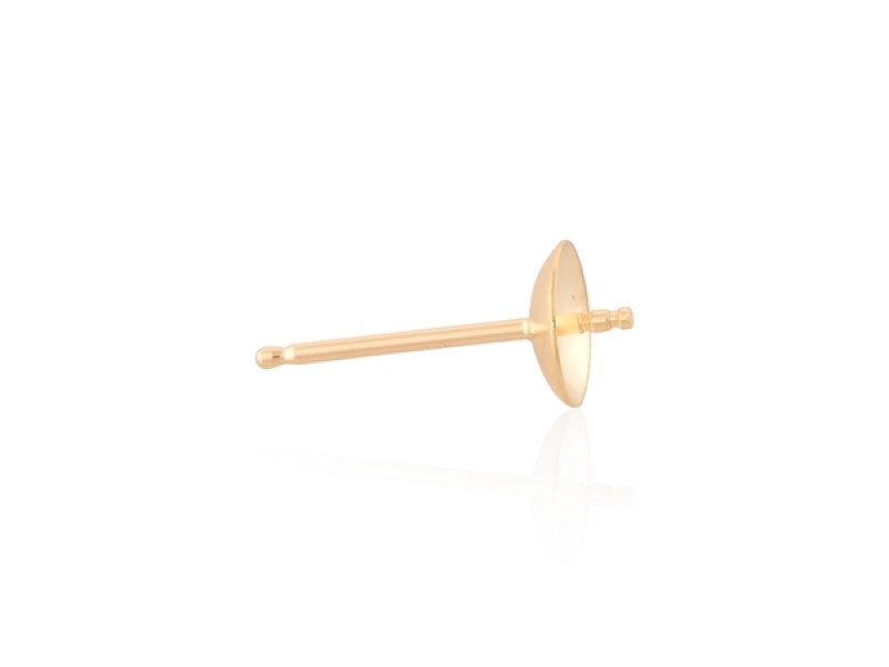 9KT Yellow Gold Ear post with cup and peg, 3.5 mm 
