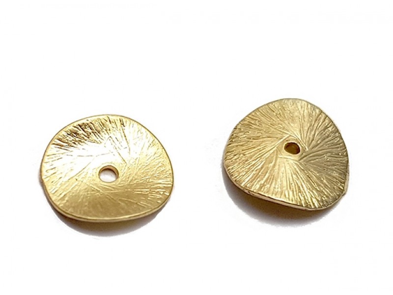 Gold plated Domed Textured Disk, 11mm, 0.8mm thickness