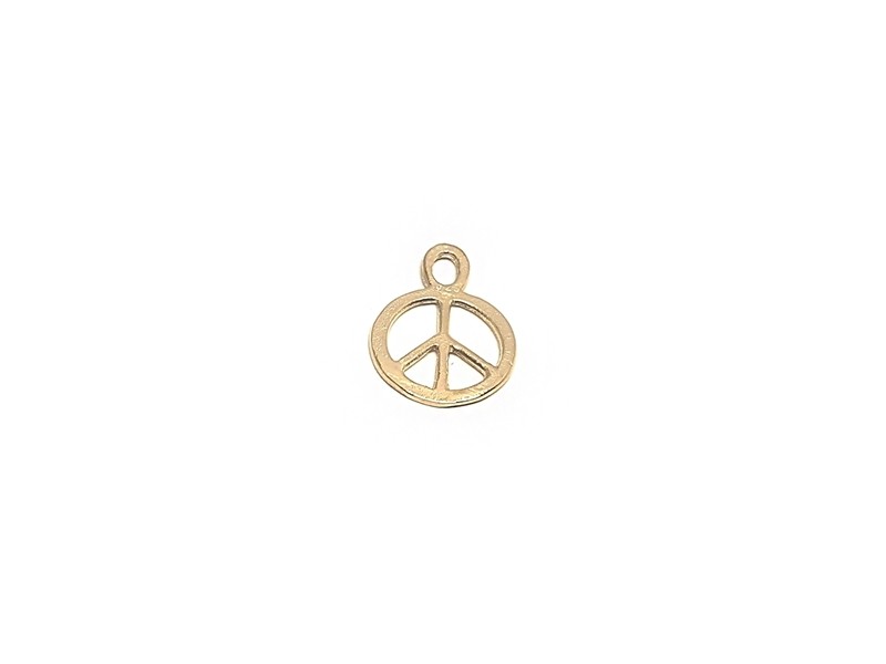 5% 14K Gold Plated Brass Peace Charm 7.5mm x 11mm