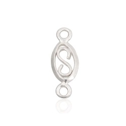 Sterling Silver 925 Filigree Connector Charm with Two Rings