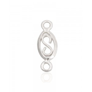 Sterling Silver 925 Filigree Connector Charm with Two Rings