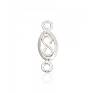 Sterling Silver 925 Filigree Connector Charm with Two Rings