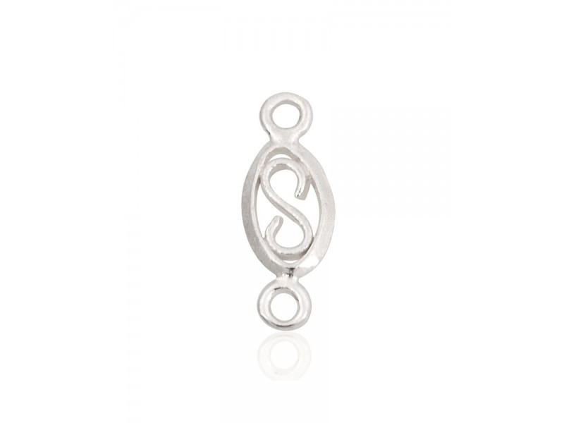 Sterling Silver 925 Filigree Connector Charm with Two Rings