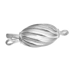 Sterling Silver 925 Twisted Corrugated Olive Pearl Clasp,10 x 18 mm 