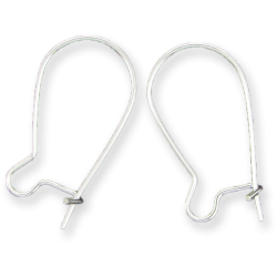 Sterling Silver 925 Kidney Ear Wires - 15mm