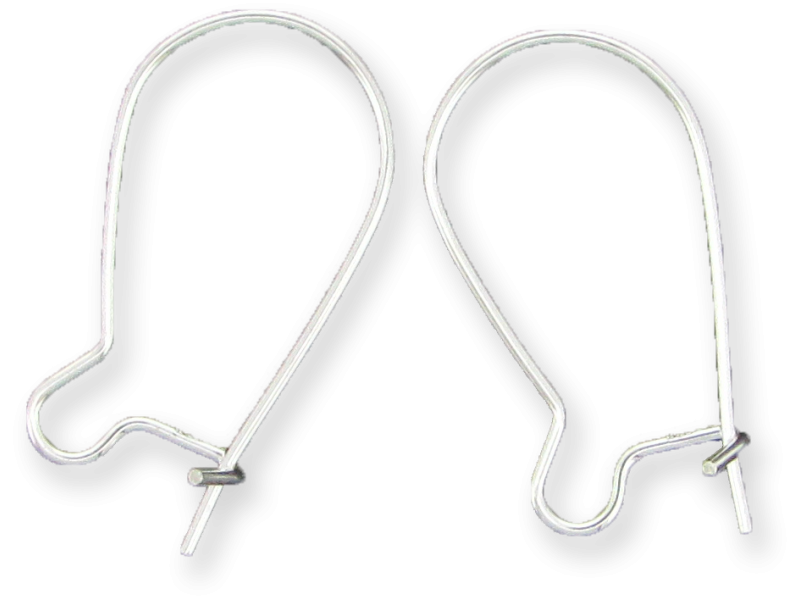 Sterling Silver 925 Kidney Ear Wires - 15mm