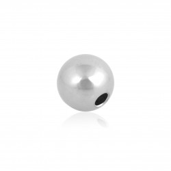 9K White Gold Round Bead 2 hole Bead, 3mm, Rhodium Plated