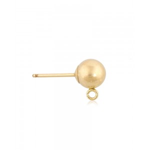 9K Yellow Gold Ball Post with ring, 5 mm
