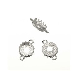 Silver 925 Filigree Bezel Cup Round with 2 Rings - 10mm