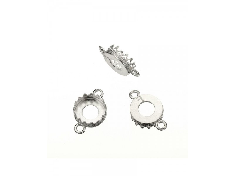  Silver 925 Filigree Bezel Cup Round with 2 Rings Plain back - 10mm