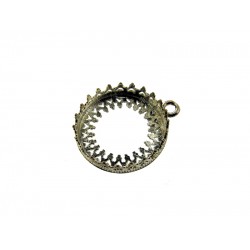 Sterling Silver 925 Round Bezel Cup with Decorative Bezel Wire and 1 Ring - 16mm