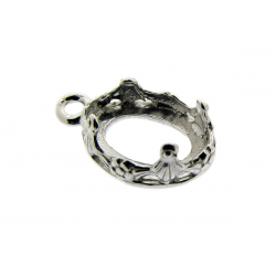 Sterling Silver 925 Oval Bezel Cup with Decorative Bezel Wire and 1 Ring - 8mm x 10mm