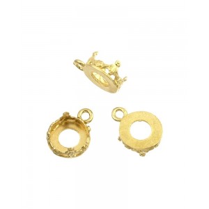 FLASH PLATED BRASS BEZEL CUP WITH RING - 8mm
