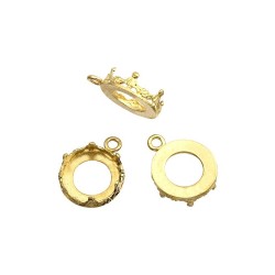 FLASH PLATED BRASS BEZEL CUP WITH RING - 14mm