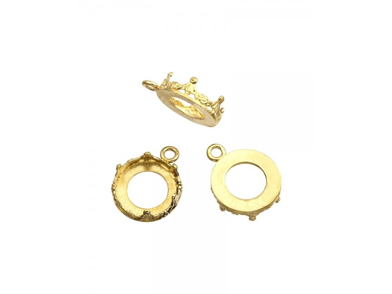 FLASH PLATED BRASS BEZEL CUP WITH RING - 14mm