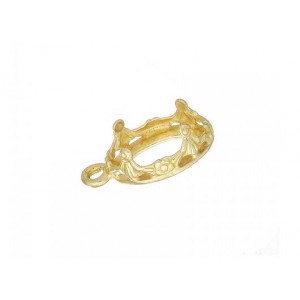 FLASH PLATED BRASS BEZEL CUP WITH RING - 8x10mm