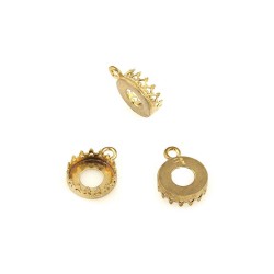 FLASH PLATED BRASS BEZEL CUP WITH RING - 10mm