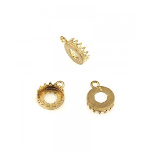 FLASH PLATED BRASS BEZEL CUP WITH RING - 10mm