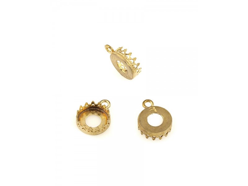 FLASH PLATED BRASS BEZEL CUP WITH RING - 10mm