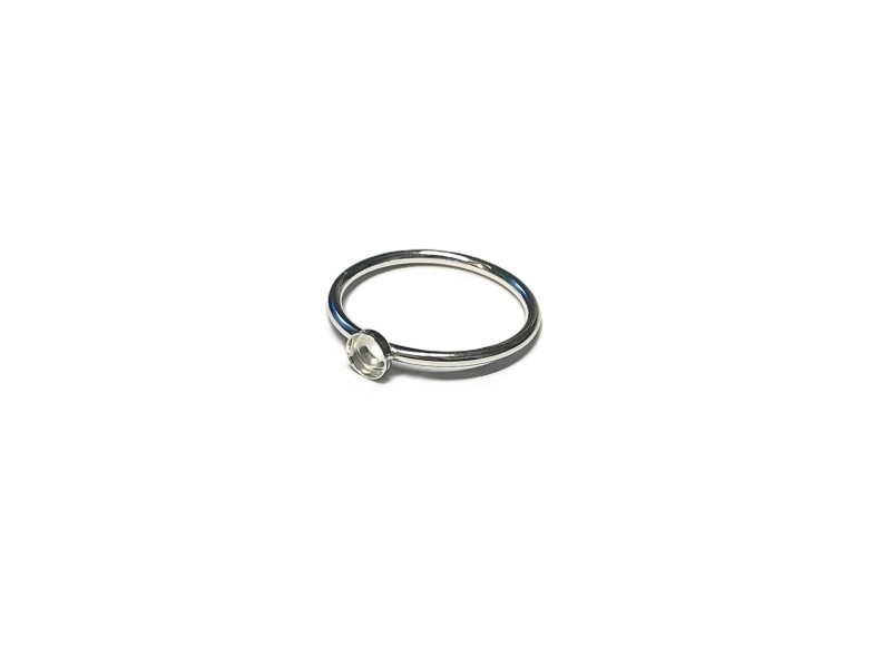S925 RING (1.4mm WIRE - SIZE N ) w/ 4mm ROUND BEZEL 