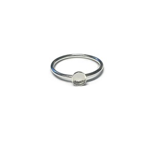 S925 RING (1.4mm WIRE - SIZE P ) w/ 5mm ROUND BEZEL 