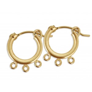 GOLD FILLED YELLOW CREOLE LEVER HOOP EARRING 15mm