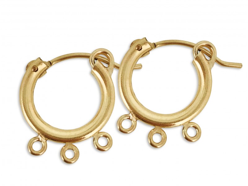 GOLD FILLED YELLOW CREOLE LEVER HOOP EARRING 15mm