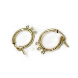 GOLD FILLED YELLOW CREOLE LEVER HOOP EARRING 18mm WITH 3 RINGS