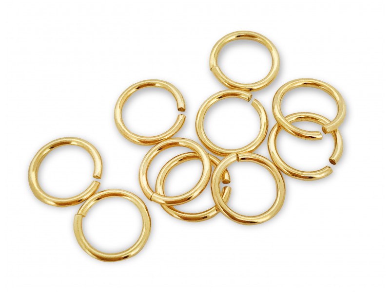 12K Gold-Filled Yellow Jump Rings Open - 1.0mm x 8.0mm (Pack of 6) = 1 gram minimum