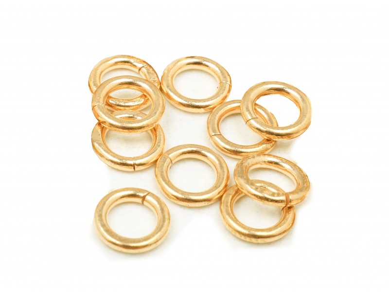 12K Gold-Filled Yellow Jump Rings Open - 1.0mm x 7.0mm (Pack of 8) = 1 gram minimum