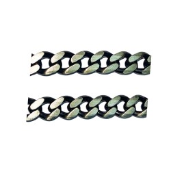 S925 DIAMOND CUT FLAT OXIDISED CURB CHAIN 7.3x3.1mm    