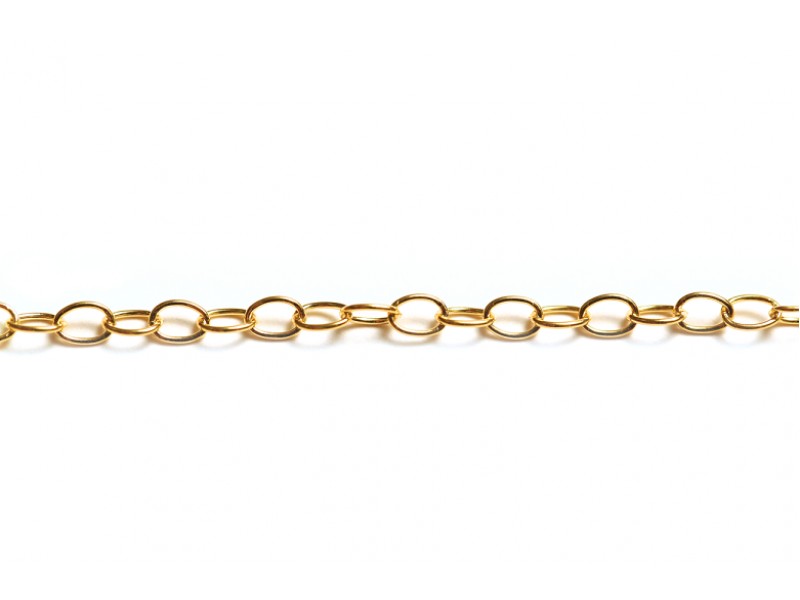 Gold Filled Round Wire Oval Links Trace Chain - 3.3mm x 5 mm
