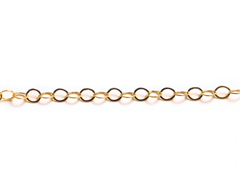 Gold Filled Flat Round Links Cable Chain - 3.5 mm