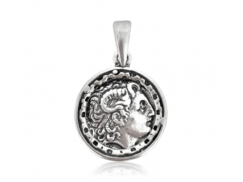 STERLING SILVER 925 DOUBLE SIDED COIN PENDANT WITH BAIL