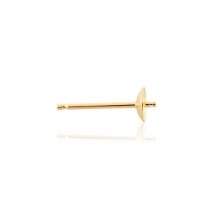 18K Yellow Gold Pearl Cup 4mm Earring with post and peg