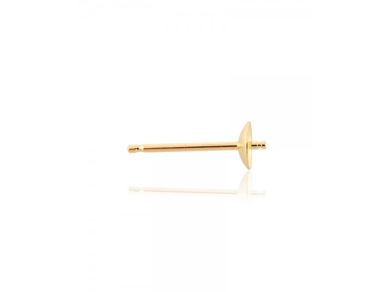 18K Yellow Gold Pearl Cup 4mm Earring with post and peg