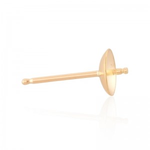 18K Yellow Gold Pearl Cup 6mm Earring with post and peg