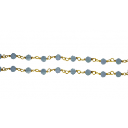 Sterling Silver 925 Gold Plated Wire Wrapped Chain with Labradorite Faceted Beads