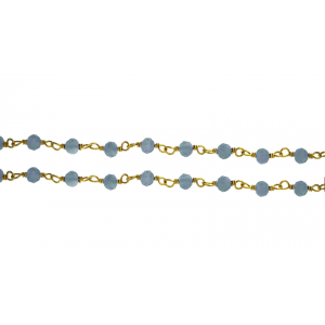 Sterling Silver 925 Gold Plated Wire Wrapped Chain with Labradorite Faceted Beads