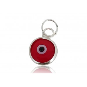Sterling Silver 925 Large Red Enamel Eye Charm (with Ring)