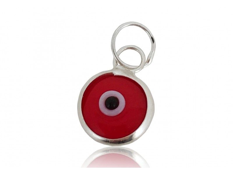 Sterling Silver 925 Large Red Enamel Eye Charm (with Ring)